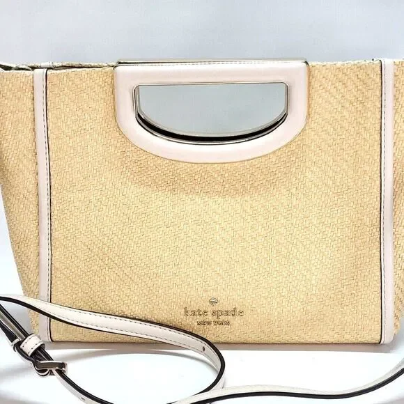 kate spade Alexia Straw Crossbody Clutch White Handbag 12x8 Retired Cottage